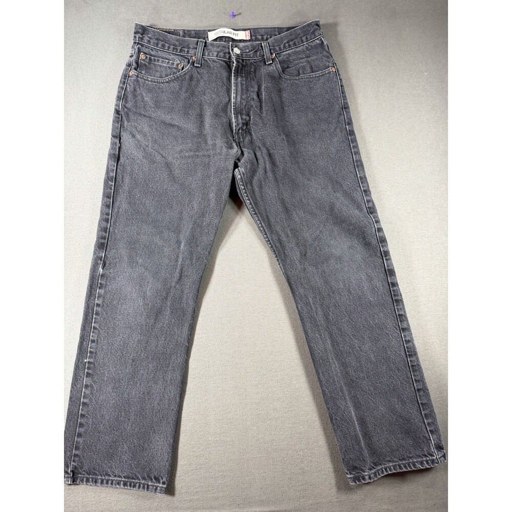 VTG Levis 505 Jeans Mens 36x30 Fits 34W Regular Fit Straight Leg Faded Black Y2K